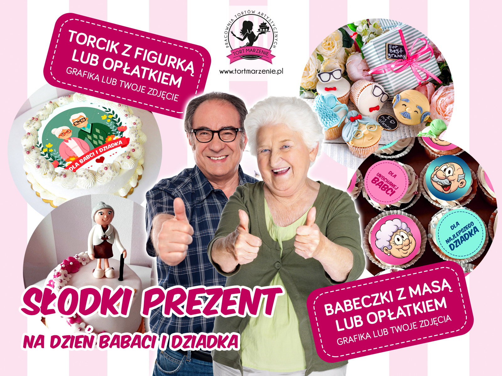 Figurka Na Tort Babcia I Dziadek Słodki prezent dla Babci i Dziadka | TORT MARZENIE - Pracownia Tortów
